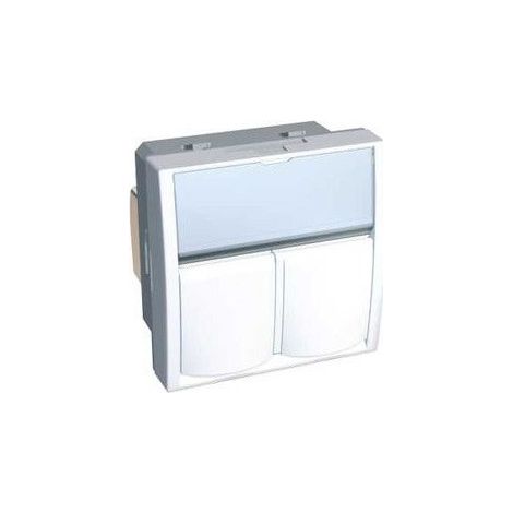 Prise double RJ45 CAT5E FTP blanc polaire format 45X45mm avec porte-étiquette S-ONE ALTIRA SCHNEIDER ELECTRIC ALB44335N (1/3)