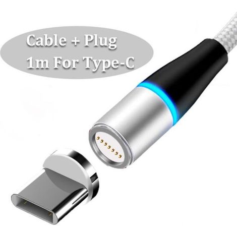 1 unité chargeur rapide , câble USB-C magnétique avec LED, pour smartphones Samsung A12/A13/A52/A72, voyage et bureau