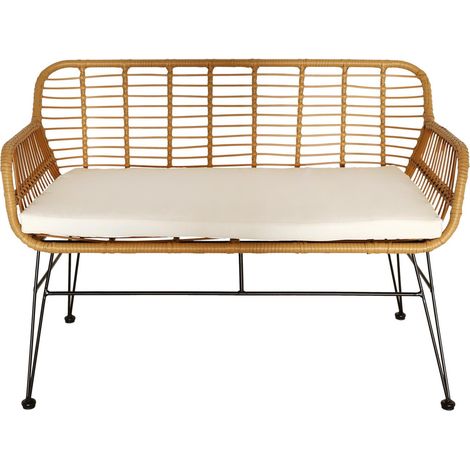 Banc coussin beige 116x80x70 cm