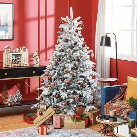 Vert - Sapin de Noël enneigé avec 1321 branches ignifuges, sapin de Noël en plastique artificiel et métallique, Ø115x180 cm (1/5)