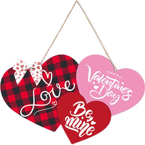 Décoration murale pour la Saint-Valentin : panneau en forme de cœur, à suspendre ou à poser sur une table, une fenêtre ou un mur. (1/5)