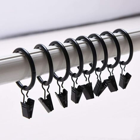 Lot de 30 clips pour rideauxClips pour rideaux avec anneaux de 35 mm de diamètre à usage multiple - Noir-Fei Yu (1/5)