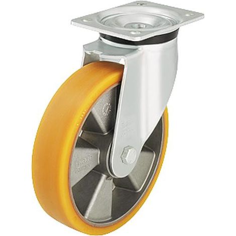 roue de guidage poids lourd PU/acier LK-ALTH 125K-3, charge 350 kg, roue diam. 125mm, dim plaque 140x110mm (1/2)
