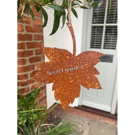Falling Leaves Secret Garden Garden Wall Art - W20.3 x H25.4 cm - Bare Metal/Ready to Rust