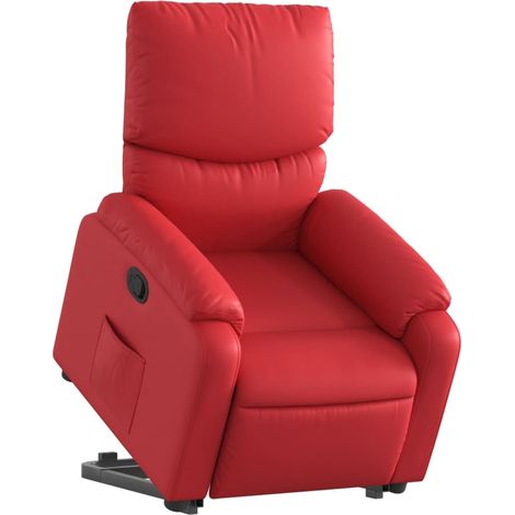 Sillón relax TV cómodo tapizado función elevación eléctrica en PVC rojo DEC028170 (1/5)