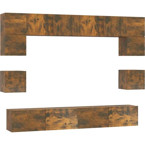 Maison Exclusive - Set Mobili Porta TV 8pz Rovere Fumo in Legno Multistrato (1/5)