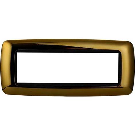 Plaque compatibles Bticino Livinglight 7 modules plastique convexe couleur or brillant