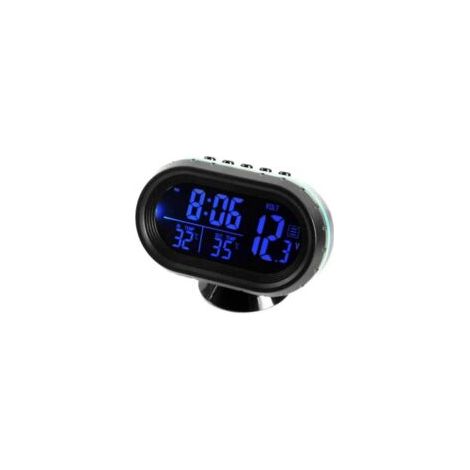 Termometro digitale elettronico per auto con orologio per veicoli automatici, doppio indicatore di temperatura e voltmetro - Crezuo