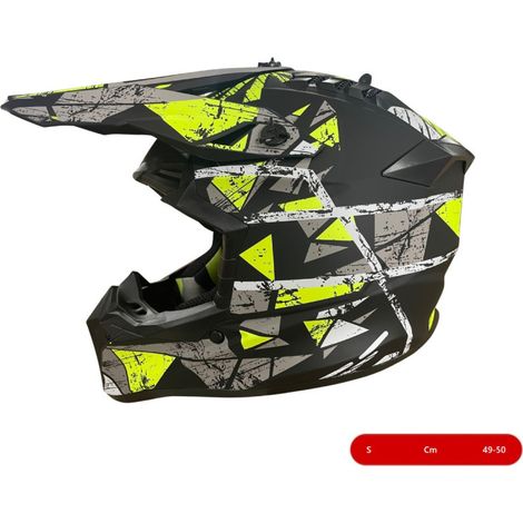 Kinder-Motocross-/Enduro-Helm für Motorrad, ATV, Fahrrad – Größe S (49–50 cm), matt schwarz mit neongelbem Design