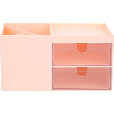 Boîte De Rangement - Tiroirs Transparent En ABS - Pour Bureau Coiffeuse Et Maquillage - 5 Compartiments - Rose (1/5)