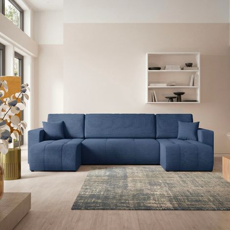 5-Sitzer U-förmiges Schlafsofa mit Stauraum Vasco Blau (1/5)