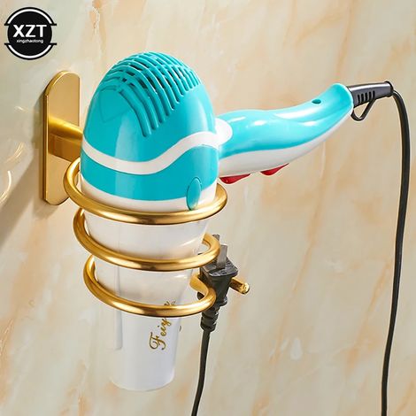 (B) Étagère de rangement murale en aluminium pour sèche-cheveux et lisseur, accessoires inclus. (1/5)
