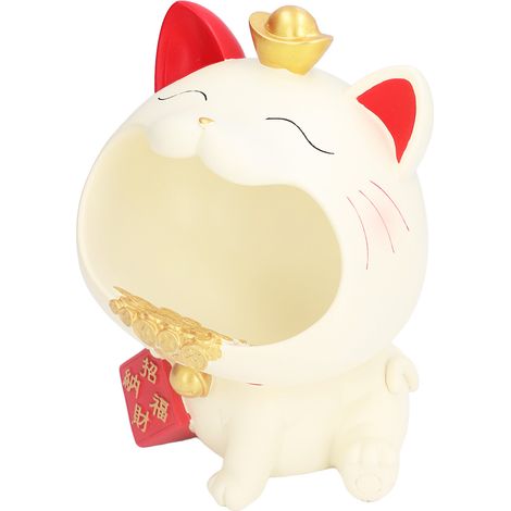 Décoration de rangement en résine représentant un animal à grande gueule, porte-clés/porte-clés Lucky Cat, pour salon, chambre ou bureau (1/5)