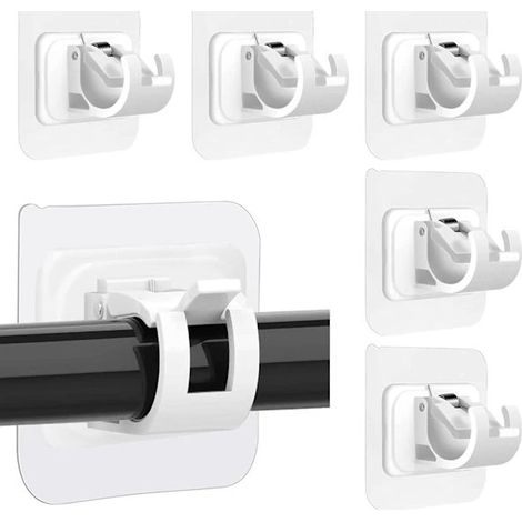 6 supports de tringle à rideaux, accessoires de tringle à rideaux auto-adhésifs, supports de tringle réglables sans clous (1/2)