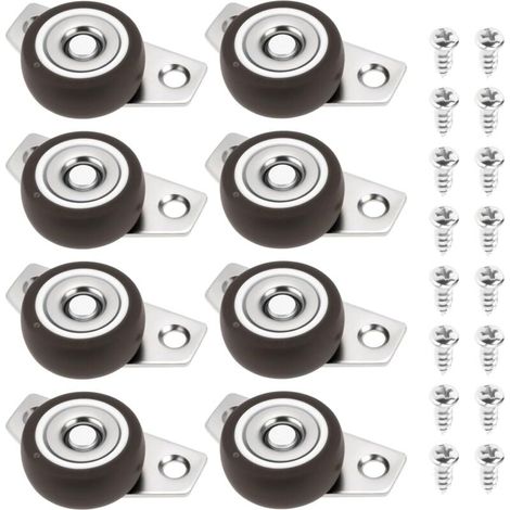 8 roulettes latérales pivotantes de 1,25 pouce, roues fixes compactes en caoutchouc non pivotantes, avec plaque d’installation en acier – idéales pour tiroirs et plateaux en bois (1/5)
