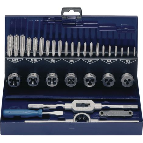 Jeu d'outils de taraudage M3-M12 32 pièces HSS Métal TECWERK (1/2)