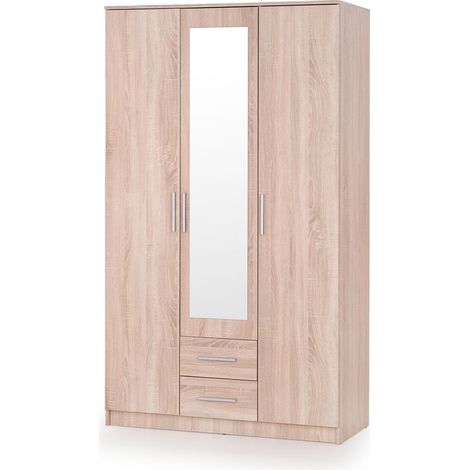Armario Cirveso 119, Roble Sonoma, 205x120x52cm, Puertas de armario: Con bisagras, Número de estantes: 5 (1/2)