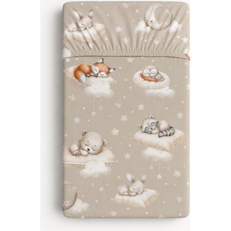 Sábana bajera ajustable de algodón para cuna de 120x60 cm - Twinkle Woodland (1/2)