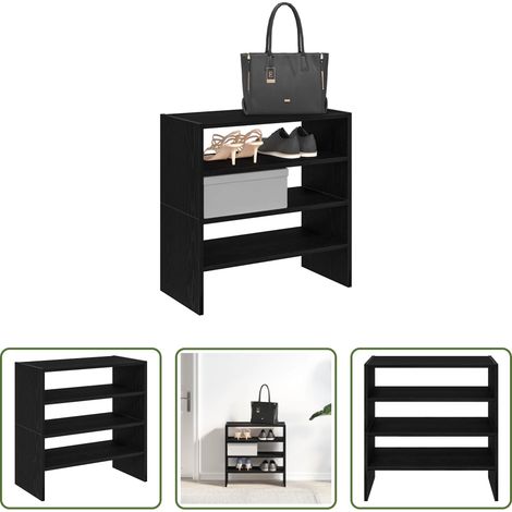 vidaXL Étagères empilables - Étagères à chaussures, 2 pièces, empilables, chêne noir (1/5)