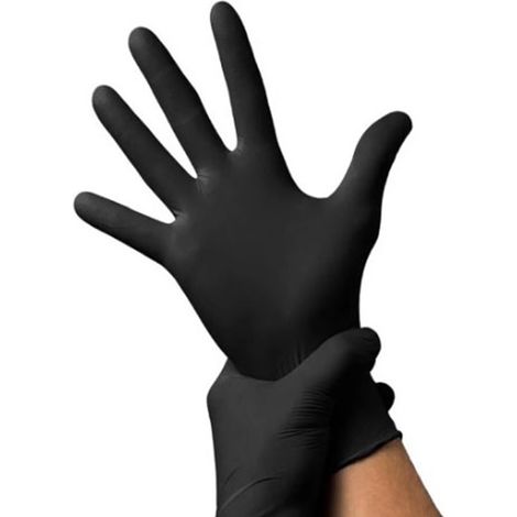Gants nitrile noirs 100 pièces, confortables, flexibles, aérés et sensibles, pour laboratoire et impression (1/5)