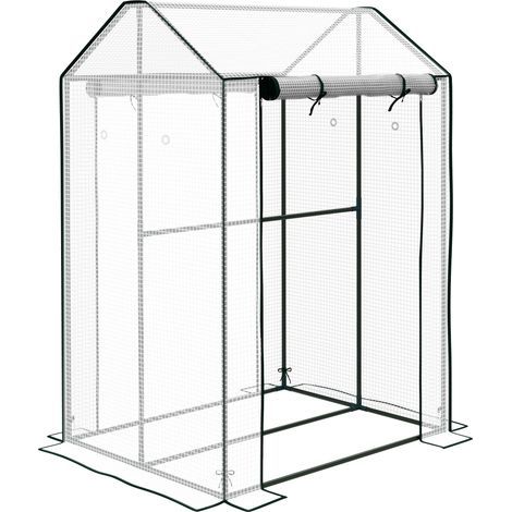 Serre tunnel à double porte, résistante au vent, pour la culture de tomates, blanche, 100 x 80 x 150 cm, idéale pour le jardin et le balcon.