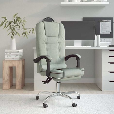 Fauteuil Relax inclinable Fauteuil de massage - Fauteuil de bureau Gris clair Velours BV434674 - BonneVie (1/5)