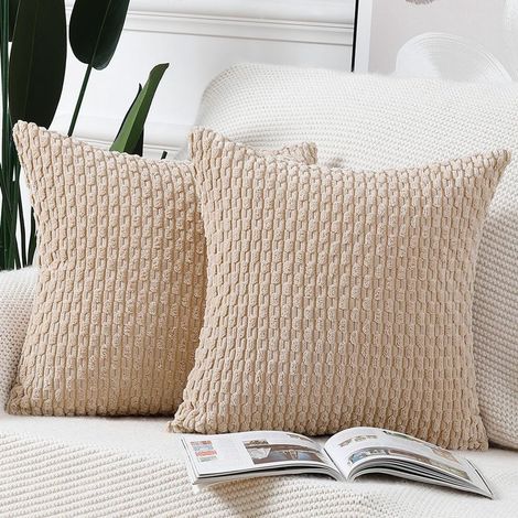 Ensemble classique deux pièces de taies d'oreiller à motif de grains de maïs, housse de coussin de canapé et coussin décoratif en velours côtelé, convient pour la maison, la voiture, les hôtels, etc., (1/5)