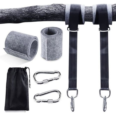 Hammock Straps - Ultra Strong - 150cm - 2 Carabiner Hooks - 500kg Load Capacity - Black (1/5)