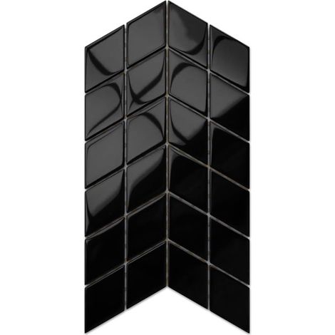 Glasmosaik auf Netz für Bad und Küche 17.2cm x 29.8cm - Mini Black Chevron (1/5)