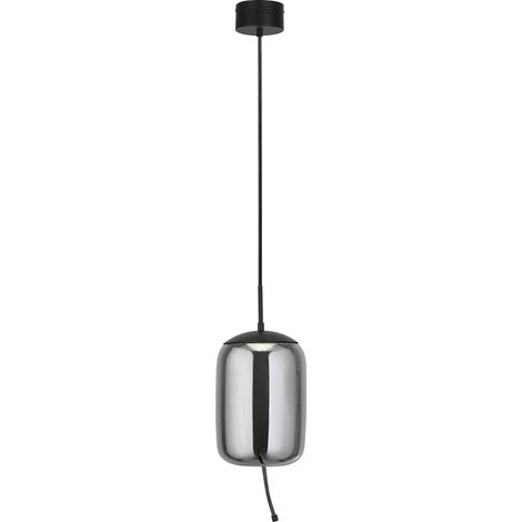 Lampadario Contemporaneo Lisbona Acciaio Nero Vetro Fumè Led 6W 2700K (1/5)
