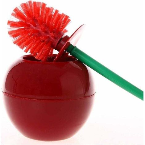 Cherry Toilet Brush and Holder Plastic Toilet Brush Cherry Toilet Brush Original Design Toilet Brush Bathroom Cleaning Tool Decorative (1/4)