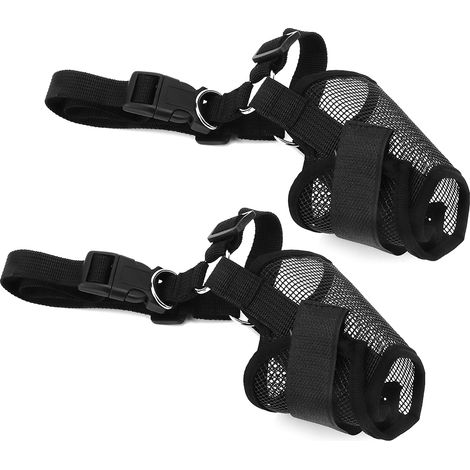 Lot de 2 muselières anti-morsures pour chiens, en maille, couvrant la gueule des animaux, anti-éclatement, anti-perte de poils, noires (M)