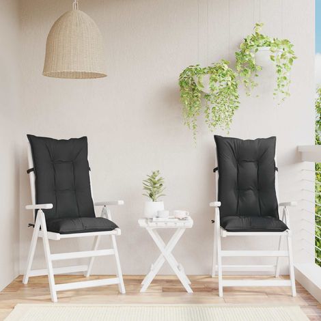 Set Hochlehner-Stuhlkissen 2 Stk. Polyester Melange Schwarz vidaXL