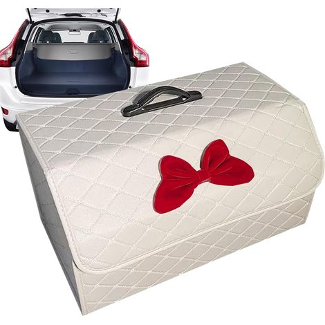 Organiseur de coffre de voiture - Sac de rangement avec poignée - Pliable - Organiseur de coffre robuste - Accessoire pratique en cuir pour voiture (1/5)