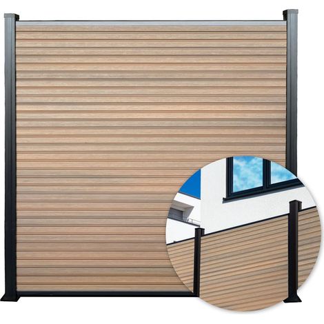 WPC Sichtschutzzaun Kronos 180x180 cm Teak (1/3)