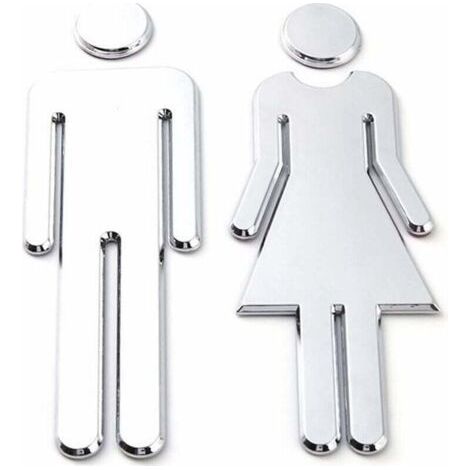 Stickers pour Toilettes,12x4cm,ignes WC de Symboles Hommes et Femmes,Facile à Coller Signes WC Homme Femme pour Toilette WC (1/5)