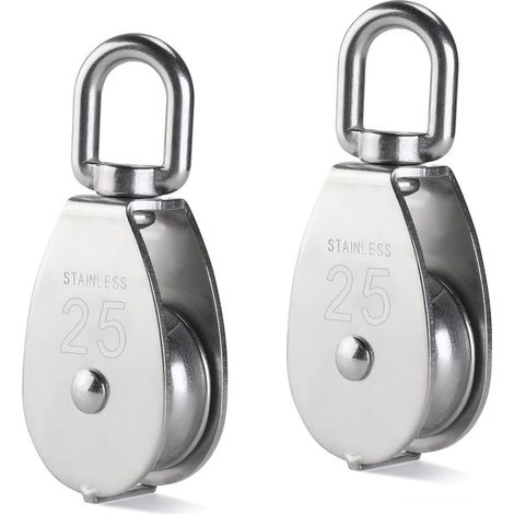 Pulley Block - 25 mm - 304 Stainless Steel - 400 kg Load Capacity - For Rigging And Lifting - 2 Pieces (1/4)