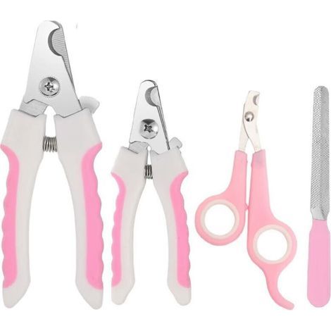 [JAMAIS UTILISÉ] Coupe-ongles rose pour animaux de compagnie, avec 4 pinces et un verrou de sécurité pour éviter de couper trop court. Coupe-ongles professionnel. (1/4)