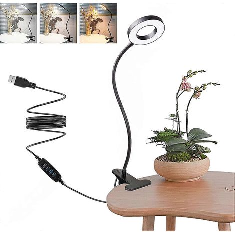 Klemmbare Schreibtischlampe mit 48 LEDs, 360° flexibler Schwanenhals, 3 Farbmodi, 10 Helligkeitsstufen, USB-Anschluss und Nachtlichtfunktion. Geeignet für Bücher, ideal für Zuhause und Büro. (1/5)