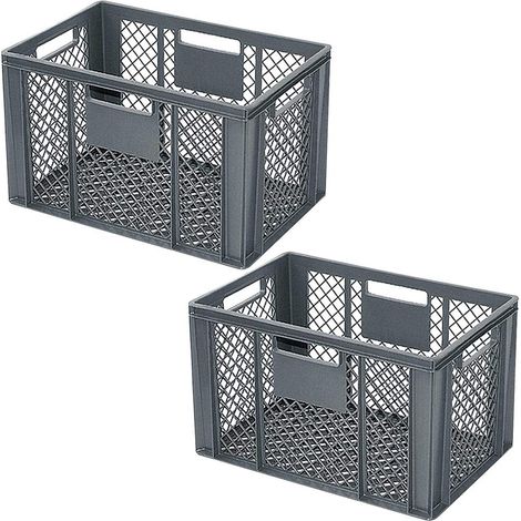 BRB 2 récipients Euro avec 4 poignées, L 600 x l 400 x H 350 mm, contenu 67 litres, poids 2,2 kg, gris