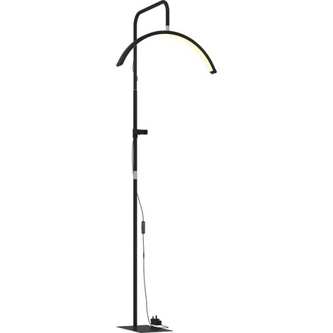 Lampada da Terra LED con Testa a Mezza Luna 77,5x20,5x136-186 cm Temperatura Colore Regolabile Telecomando Nero (1/5)