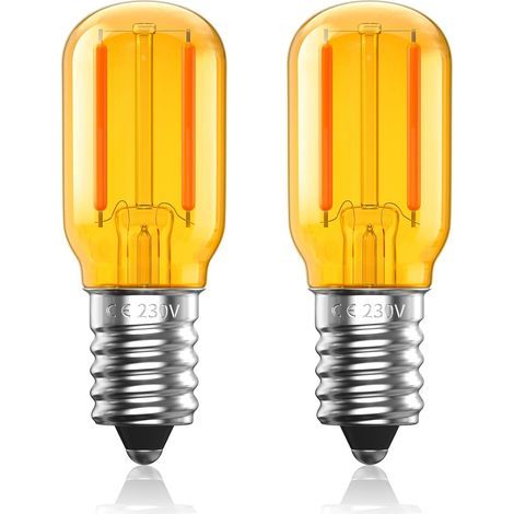 Ampoule LED 1W E14 Blanc Chaud 2000K,T22 Ampoule Petit Culot à Vis Ambrée,Ampoule LED Couleur Faible Luminosité,Equivalent 10W,Ampoule à Filament LED E14,Non Dimmable,Lot de 2(φ21,8 x 57,8 mm) [Classe (1/5)