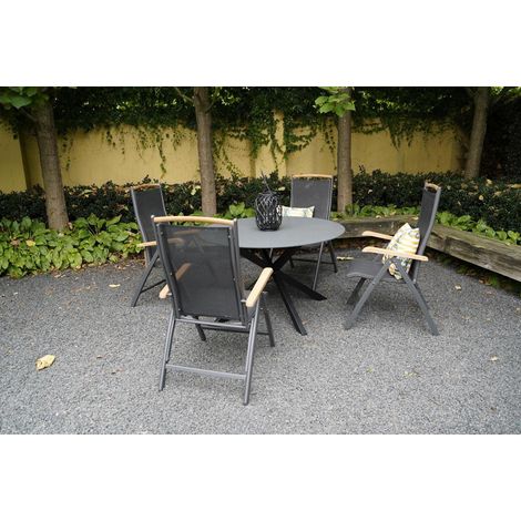 Klappsessel Monza schwarz Alu-Teak, 70x75x110cm