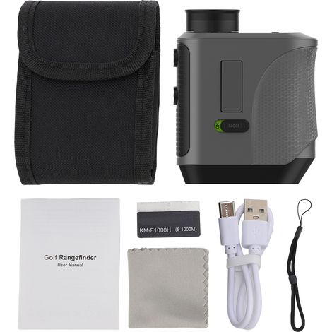 Télémètre de golf avec interrupteur d'inclinaison, verrouillage du mât de drapeau, télémètre laser 1000 m/1093 yd, grossissement 6,5X, alerte de vibration, rechargeable, support magnétique, étanche IP (1/5)