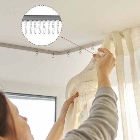 60 Crochet de rail, Acier inoxydable, Forme S, 3,3 cm, Pour rideau plafond cuisine chambre bureau (1/4)