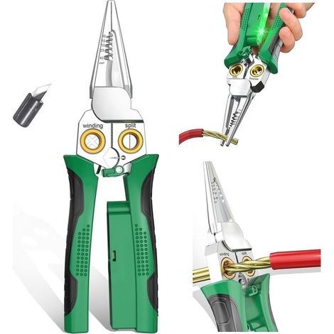 8-in-1 wire stripper with electrical measurement function - Wire stripper for cutting and pulling wires - Scissors for scraping and pressing (1/5)