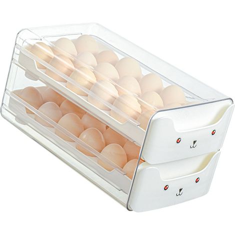Boîte à œufs double compartiment transparente extensible avec compartiments indépendants, blanche. (1/5)