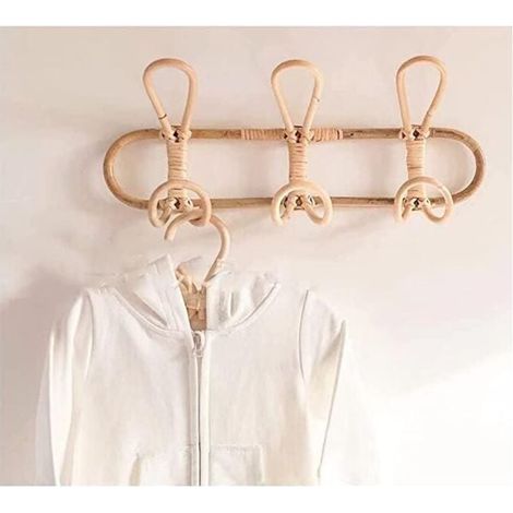 Wandgarderobe aus Rattan für Kinderkleidung, Hüte und andere Kleidungsstücke, 40 x 20 cm. (1/3)
