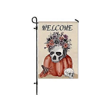Nouveau drapeau de jardin d'Halloween, drapeau citrouille pour cour, décoration de porche, ambiance horrifique (HYQ5-33) (1/2)