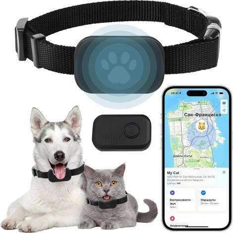 Collier GPS Chat, Traceur GPS pour Chatons sans Abonnement, Localisation en Temps Réel, Compatible iOS/Android, Étanche, Batterie Longue Durée – Noir (O) (1/5)